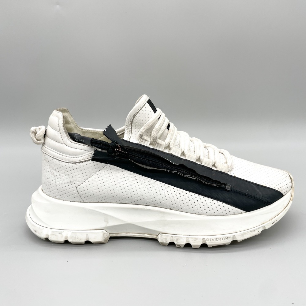 Givenchy Spectre Runner White Perforated Leather Zip Low Top Sneakers Womens 37